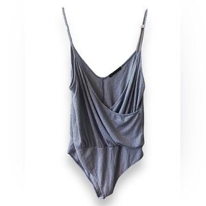 Harlowe‎ & Graham Bodysuit Women’s Large Blue White Stripes Spaghetti Straps